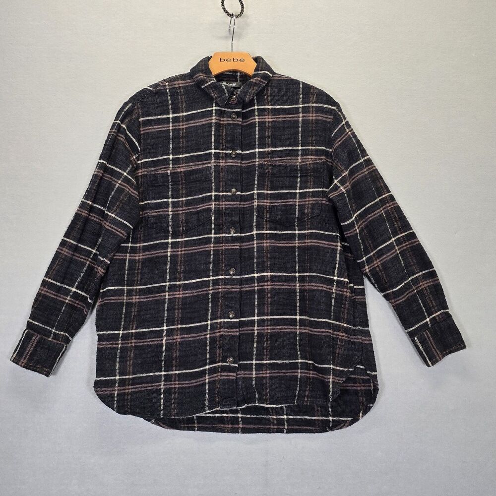 Madewell Flannel Shacket Womens Plaid Front Pockets Size Small